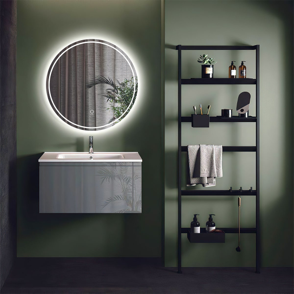 Зеркало Azario Izmira, 90х90 см, с LED/ЛЕД-подсветкой, с диммером, круглое, выключатель сенсорный, для ванны, навесное/подвесное/настенное