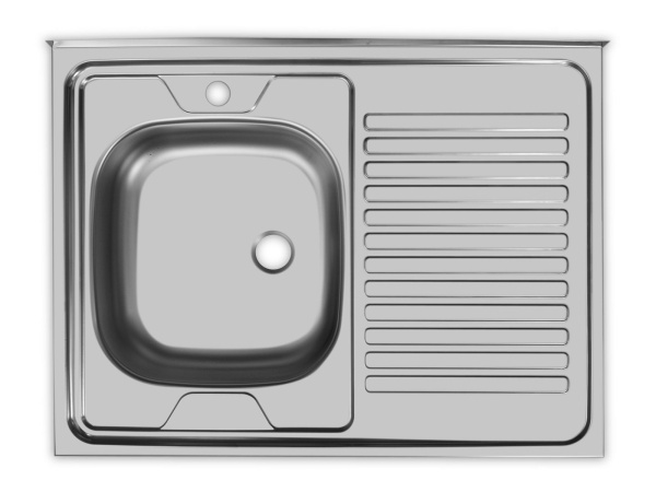 Мойка Ukinox Стандарт, 80х60 см, толщина 0.6 мм, с правым крылом, накладная, нержавеющая сталь, прямоугольная, цвет матовая, отверстие под смеситель, для кухни, прямая, встроенная