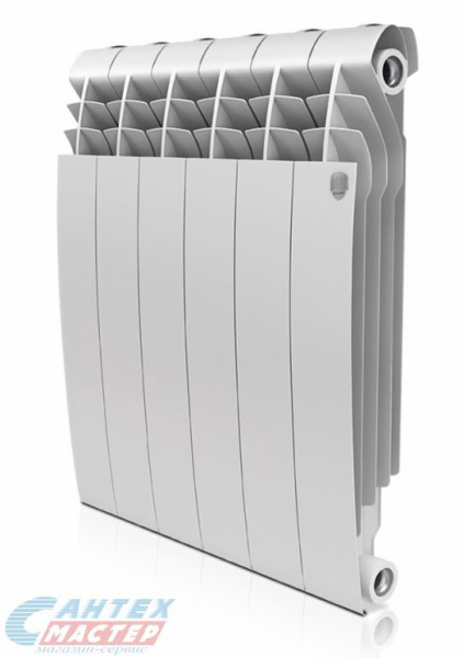 Радиатор отопления Royal Thermo BiLiner Bianco Traffico 500 (4 секций) биметаллический, боковое подключение, для квартиры, дома, водяные, мощность 684 Вт, настенный, батарея (Роял Термо)