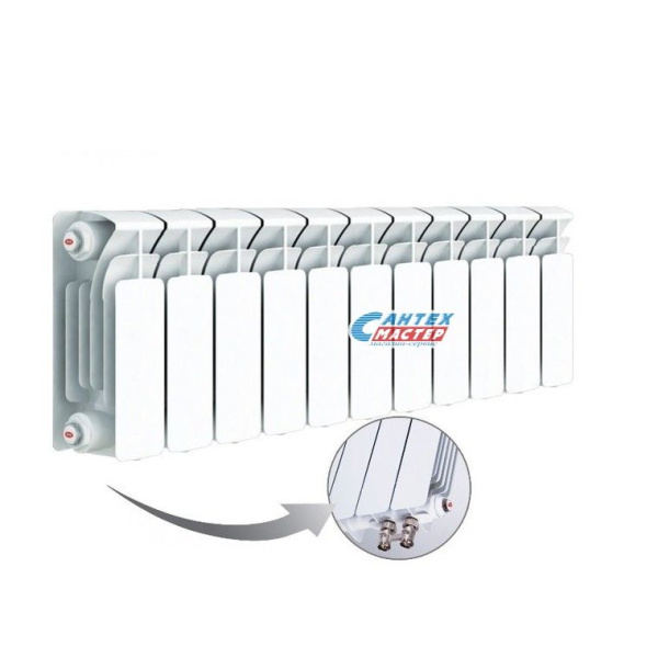 Радиатор отопления Rifar Base 200 Ventil (14 секции) BVL биметаллический, нижнее левое подключение, для квартиры, дома, водяные, мощность 1456 Вт, настенный, батарея (Рифар)