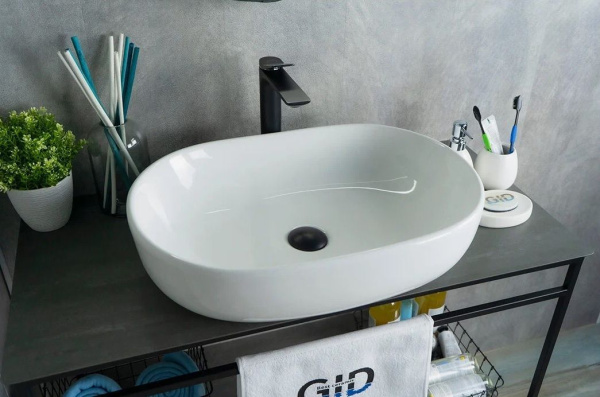 Раковина для ванной CeramaLux 9026А 60х15х40 накладная, овальная, керамическая/фарфоровая, цвет белый, без отверстия под смеситель, без слива-перелива