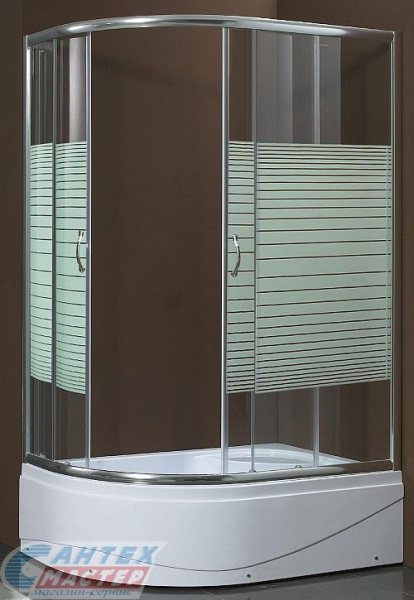 Душевой уголок BandHours Extreme L 80х100х200 см, с средним поддоном, асимметричный, левый, прозрачное стекло с рисунком, без крыши, раздвижной, акриловый,  стеклянный, пластиковый, белый профиль, без антискольжения, комплект, для душа, ванной